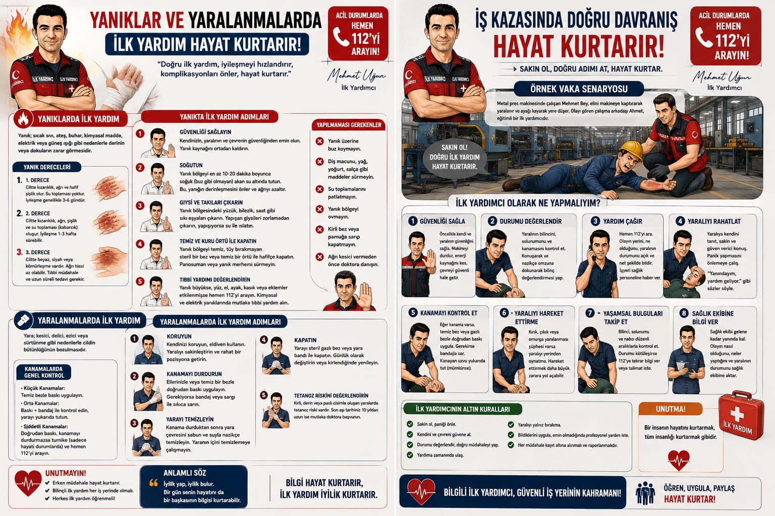 İş kazasında doğru davranış hayat kurtarır yatay slaytı